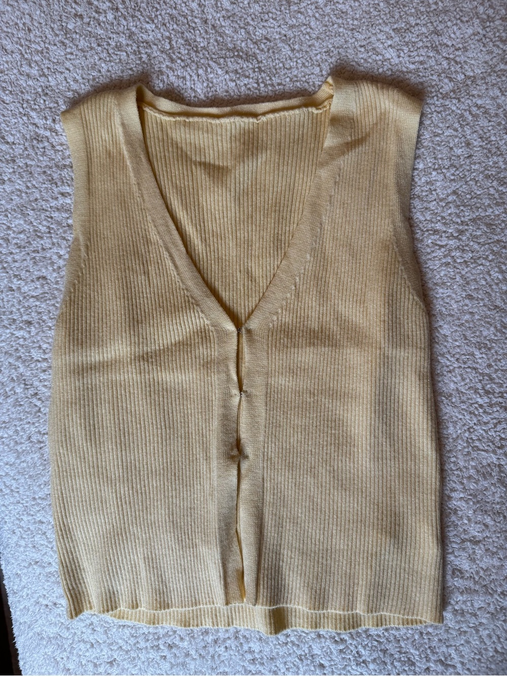 Sleeveless V-Neck Knit Sweater Vest in butter Yellow